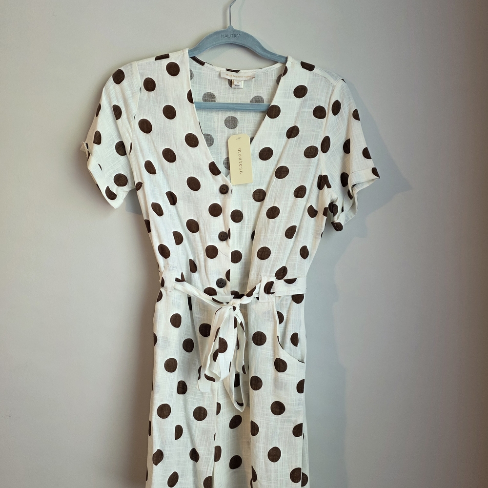 Cream & Brown Polka Dot Romper